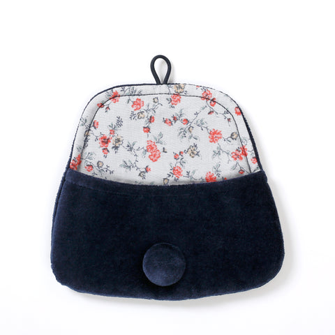 Pouch Medium - Velvet with Japanese Floral Cotton lining