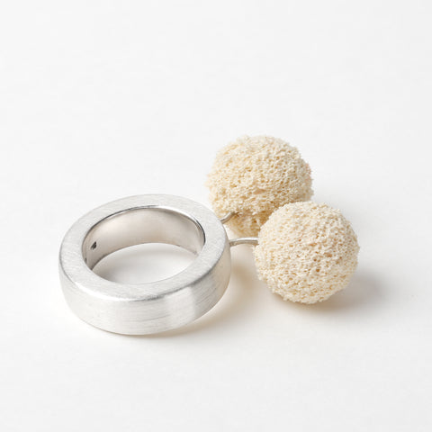 Handcrafted 925 silver ring inspired by Greek mythology - beige variant