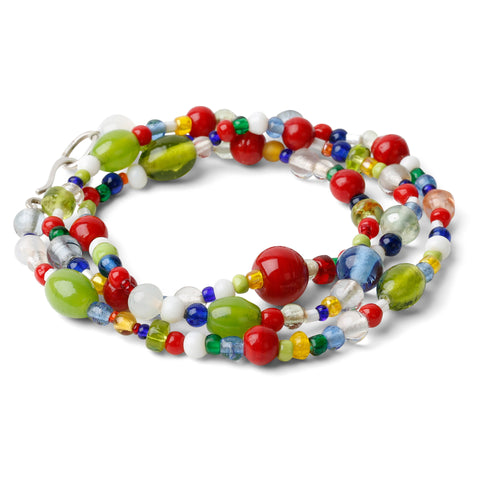 Daisies Necklace – Green Red Blue