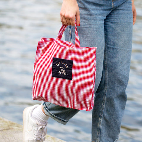 Gingham tote bag - Red and white