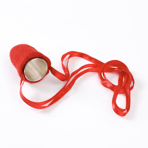 Silver vessel in wearable felt pouch - handcrafted jewellery object