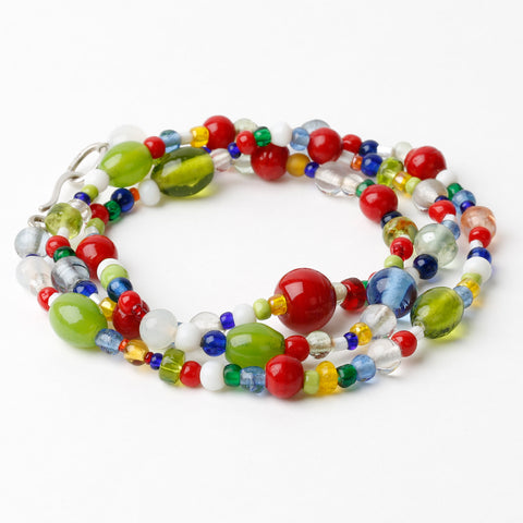 Daisies necklace blue red yellow