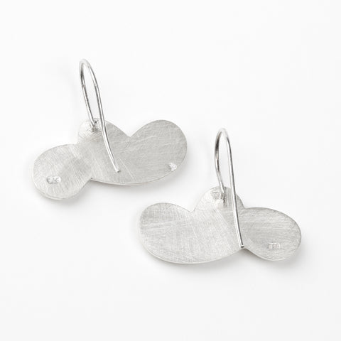 Cumulus humilis earrings showing 4cm length and 3cm height cloud design