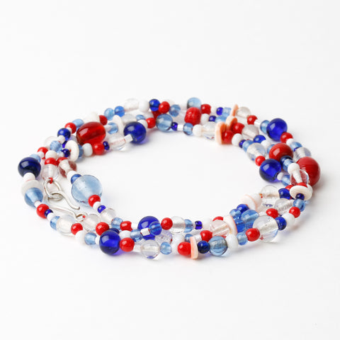 Daisies Necklace – Red Blue White