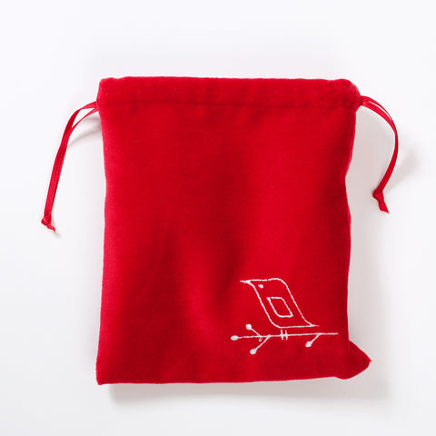 Drawstring Bag - Red Velvet with Vintage Japanese Silk lining
