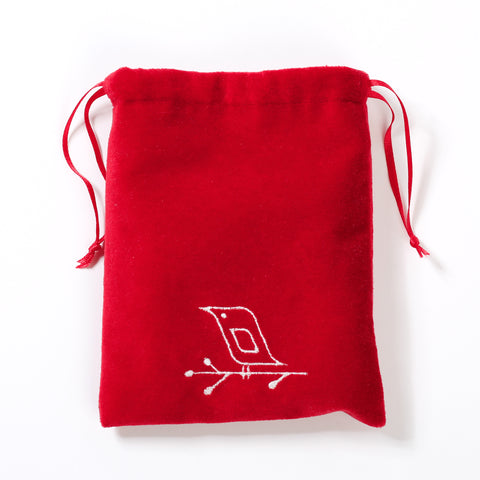 Drawstring Bag - Red Velvet with Vintage Japanese Silk lining