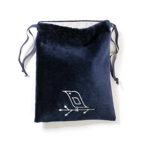 Drawstring Bag - Blue Velvet with Raw Silk lining