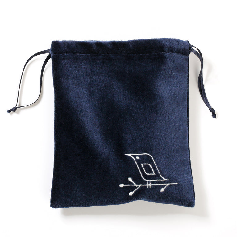 Drawstring bag blue velvet