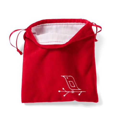 Drawstring Bag - Red Velvet with Swiss Shirting Cotton lining