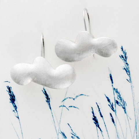 Cumulus humilis earrings showing fluffy cloud cauliflower shape in 925 silver
