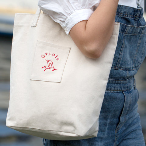 Canvas tote bag - Red embroidery